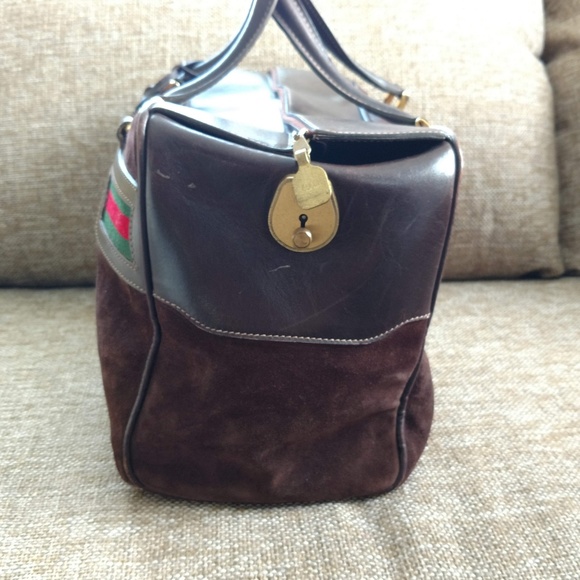 Vintage Gucci Brown Suede Travel Overnight Bag - Picture 8 of 8